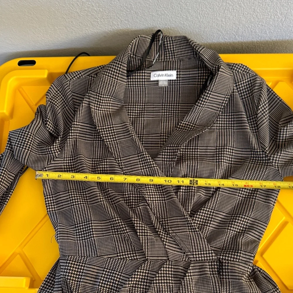Calvin Klein Black and cream Herringbone pattern Wrap Dress~very classy! - Picture 13 of 13